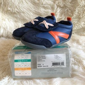 CARTERS Navy Blue Oldie Leather & Suede Infant Baby Sneakers Stage 3 | 4